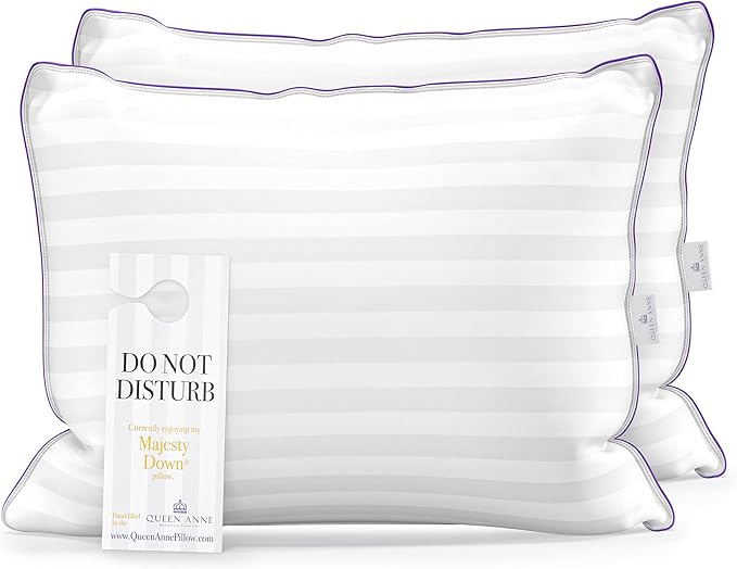Queen Anne Hotel Collection Pillows – Luxury Down Alternative Bed Pillows (2-Pack, Standard Firm) – Ultimate Comfort, Hypoallergenic, Made in The USA