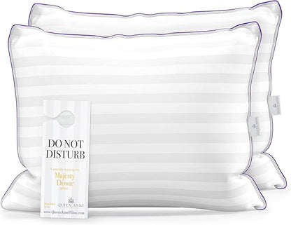 Queen Anne Hotel Collection Pillows – Luxury Down Alternative Bed Pillows (2-Pack, Standard Firm) – Ultimate Comfort, Hypoallergenic, Made in The USA