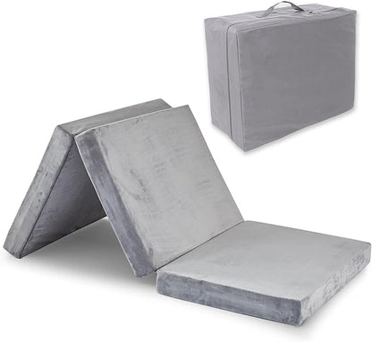 SINWEEK 4" Twin Memory Foam Folding Mattress with Storage Bag - Foldable Trifold Floor Bed Topper, CertiPUR-US Certified Guest Sleeping Pad, Machine Washable Cover