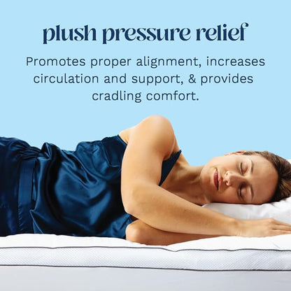 ViscoSoft 4 Inch Pillow Top Memory Foam Mattress Topper Short Queen - Cooling Hybrid Lux Dual Layer RV/Camper Mattress Pad - CertiPUR-US Certified