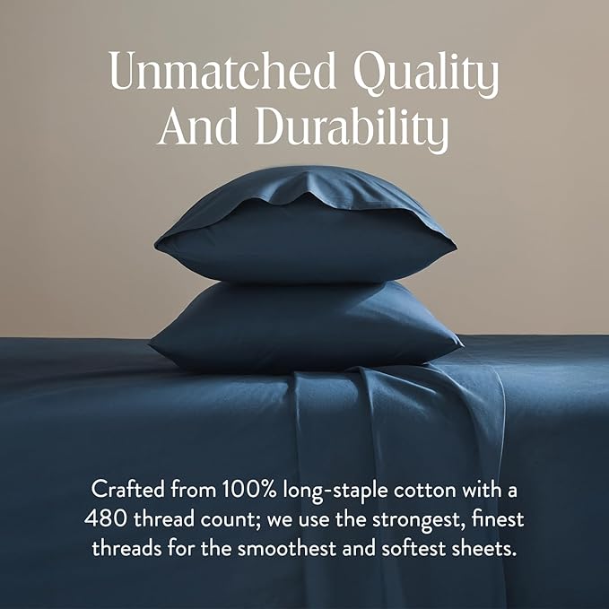 Brooklinen Luxury Sateen Duvet Cover Set - King/California King Size in Abyss Blue - 100% Cotton, 3 Piece Set Includes 1 Duvet Cover and 2 Pillowcases