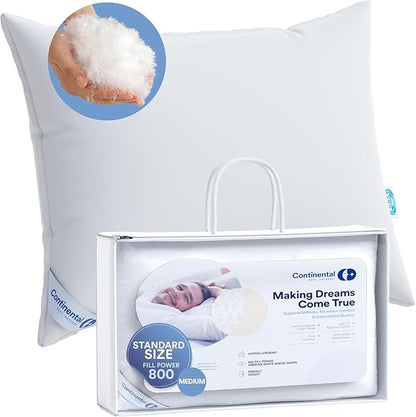 100% Siberian Goose Down Pillow Father's Day Dream Ensemble - Firm Support Standard Size, Pack of 1 - Firm and Luxurious Siberian Down Pillow for Sleeping, 800 Fill Power - Includes Pillow Protector