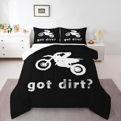 Feelyou Dirt Bike Bedding Set Boys Extreme Sports Comforter Set for Kids Boys Motocross Rider Comforter Cool Sports Quilt 1 Comforter Set with 2 Pillowcases King Size Boys