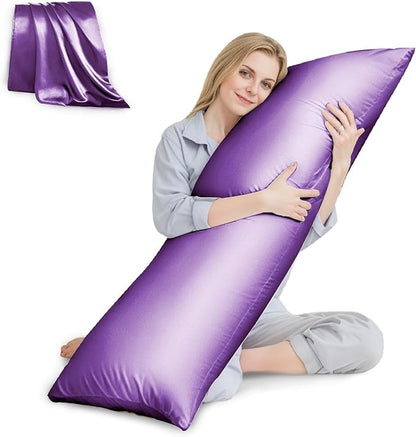 HUXMEYSON Body Pillow with Satin Pillowcase, Body Pillow for Adults, Removable Cover, (20"x54")