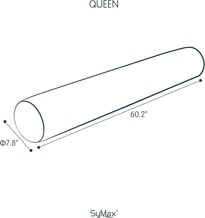 SyMax 7.8"x60" Body Pillow for Queen Bed, Bolster w/Removable Polyester Cover, Headboard Gap Filler Pillow, Light Grey