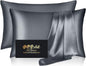 Silk Pillowcase 2 Pack, Natural Mulberry Silk Pillow Cases, Anti Acne Silk Pillowcase for Hair and Skin, King Size Silk Satin Pillowcase Set of 2 with Zipper, Gifts for Sleeping Women, Space Grey