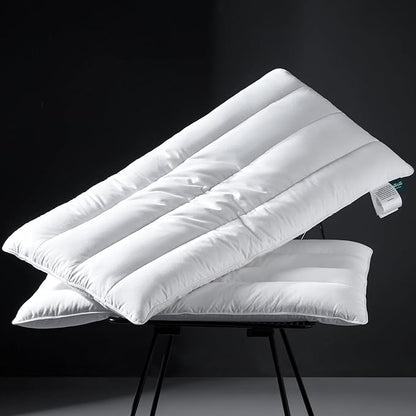 Three Geese Luxury Thin Flat Goose Feather Down Pillows Queen Size Set of 2, 3" Height, 100% Cotton Cover, Medium Firm Hotel Collection Ultra Slim Thin Bed Pillows, Machine Washable, 18 x 30 Inches