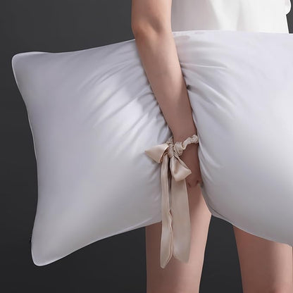 Feather Down Pillow Standard Size Set of 2 Pack, 100% Cotton Hotel Collection Bed Pillows for Sleeping, Down Surrounded Soft Medium Firm Pillows for Side Back Stomach Sleepers 20" x 26"