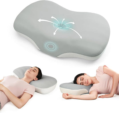 Cervical Pillow for Neck and Shoulder Support, Ergonomic Memory Foam Contour Pillows with Adjustable Dual Heights & Breathable Cover for Side Back Stomach Sleepers