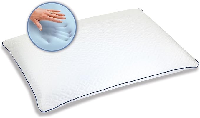 Sleep Innovations Forever Cool Pillow Gel Memory Foam, Standard Size, Cool Touch Cover and Gel Memory Foam Core, Side, Stomach, and Back Sleepers, Medium Support