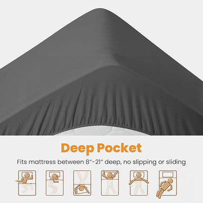 MATBEBY Twin Size Mattress Pad - Cooling Breathable Mattress Topper, Quilted Fitted Mattress Protector, Pillow Top Mattress Cover with 8-21" Deep Pocket, Machine Washable, Dark Grey, 39x75 Inches
