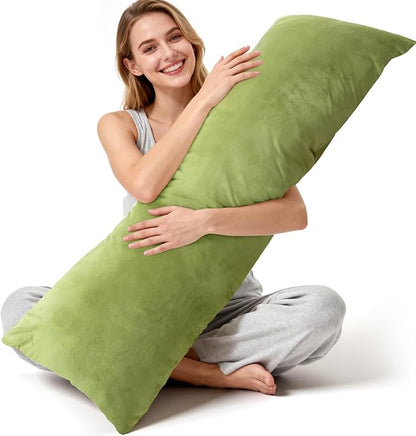 Body Pillow for Adults with Removable Pillowcase，Memory Foam Full Body Pillows for Side Sleepers, Back Pain, Pregnancy, Large Long Pillow Fluffy with Cover for Bed,20x54 Inch, Green