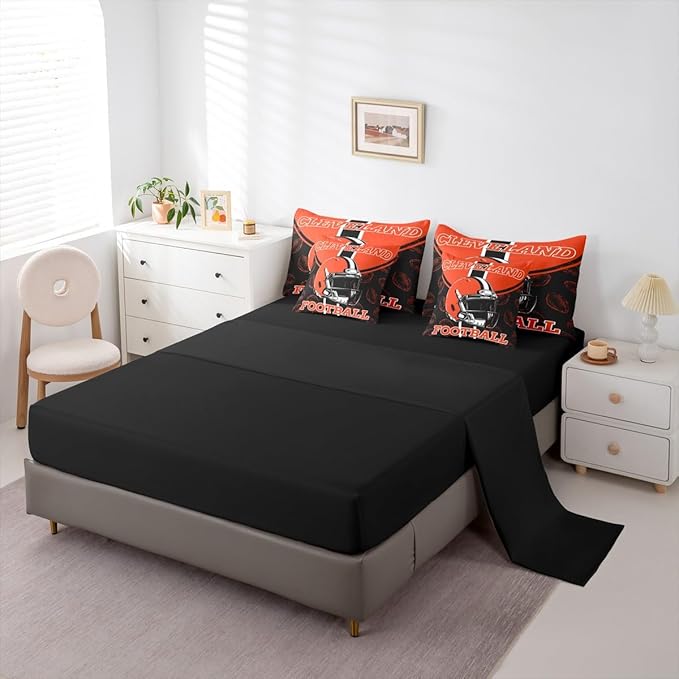 Feelyou Football Comforter Set with Sheets 7 Piece Full Size Ball Games Bedding Set for Kids Boys Girls Rugby Bed in a Bag City of Footballs Room Decor Rugby Sports Soft Lightweight