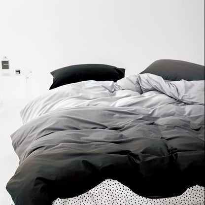 Wellboo Grey Gradient Comforter Sets King Solid Silver Grey Bedding Comforters Cotton Modern Plain White and Dark Grey Soft Quilts Simple Style Farmhouse Abstract Art Gray Comforters Warm Durable