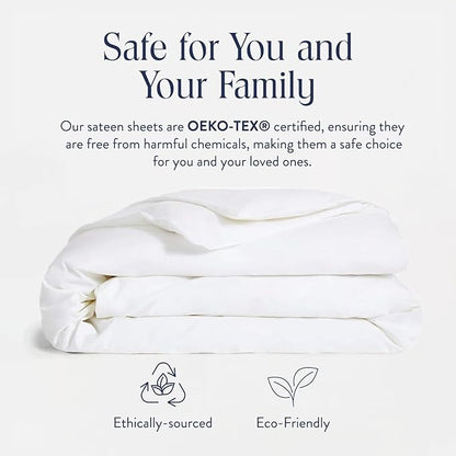 Brooklinen Luxury Sateen Duvet Cover - 100% Cotton, Full/Queen Size in White with Extra-Long Corner Ties and Button Closure | Best Luxury Sheets