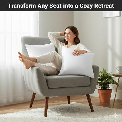 Throw Pillow Inserts (18"x18") | Set of 4 | Easy Maintenance Fluffy Inserts for Better Comfort | Polyester Gel Fibre Fill | No Feather Pokes | Machine Washable in Delicate Cycle