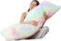 ZonLi Fluffy Faux Fur Rainbow Body Pillow,Adjustable Memory Foam Fill with Washable Cover，20x54 Long Pillow for Adults Girls & Kids, Side Sleep Body Pillow