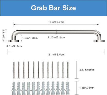 Handicap Grab Bars, 2 Pack 18 Inch Shower Grab Bar for Seniors, 304 Stainless Steel ADA Grab Bars for Bathtubs and Showers, Toilet, Safety Shower Handles for Elderly, Disabled, Injury (Brushed Nickel)