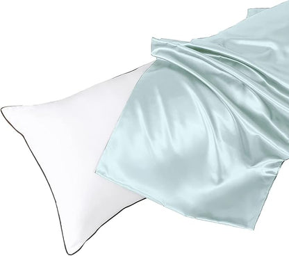 HUXMEYSON Body Pillow with Satin Pillowcase, Body Pillow for Adults, Removable Cover, Ice Blue (20"x54")