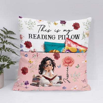 ENCYCOM Personalized Book Reading Pocket Pillow - Custom Reading Pillows with Name – Uniqua Gift for Bookworm Girls, Women Who Love Books, Perfect for Bed or Cozy Corner (Reading Pillow 08)