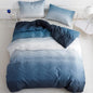 Wellboo Blue White Gradient Comforter Sets Full Solid Ocean Sea Blue Bedding Comforters Cotton Modern Plain White and Sky Blue Gradient Soft Quilts Farmhouse Abstract Art Watercolor Comforters Warm