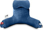 Reading Pillow for Sitting in Bed Adult, Bed Pillow with Shredded Memory Foam, 25''H Pillow with Detachable Neck Roll, Washable Cover, Sitting Up with Extend Arms, Navy