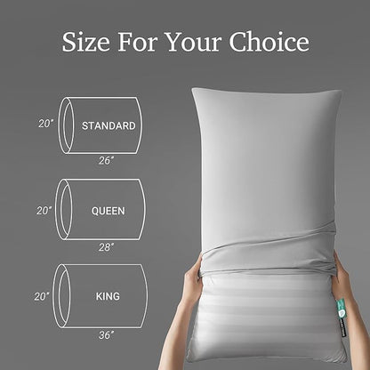Hotel Grand White Luxury Feather Down Fluffy Bed Pillows 500 Thread Count Queen Size Pillows Set of 2 Pack Machine Washable 100% Cotton Breathable for Side/Back Sleeper Pillows,20" X28"(2 Pack)