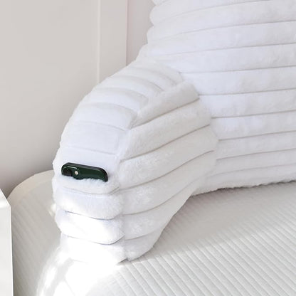 Yaoshuho Large Reading Pillow for Adults, Back Support Pillow for Sitting Up in Bed with Arms, Couch for Lounging Bedrest, White