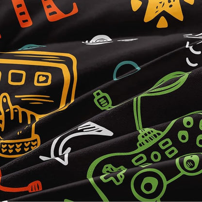 3D Print Gamepad Duvet Cover Set Gaming Comforter Covers and Pillowcases King Size Black Color Bed Set Gamer Beddings Boy Kid Bedroom Decorations