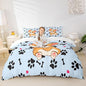 Castle Fairy Cute Corgi Bedding Set Queen Size,Cartoon Dog Footprint Bones Duvet Cover Sets 3pcs Kids Boys Girls Room Decor,Smiling Doggy Comter Cover Family Pet Quilt Cover,2 Pillowcases