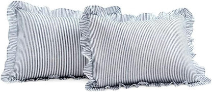 Lush Decor Ticking Stripe Bedspread Full Size 3 Piece Set Navy - Ruffle Bedding Set Full Bedspreads - Kids Bedding - Farmhouse & Coquette Decor