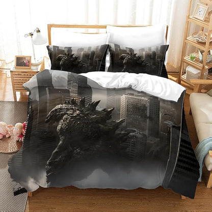 Duvet Cover Set Boys Twin Size Printing Comforter Cover Bedding Set 3D Cartoon Soft Microfiber 1 Piece Duvet Cover 2 Pieces Pillow Shames No Comforter Inside (Dino35, Twin)