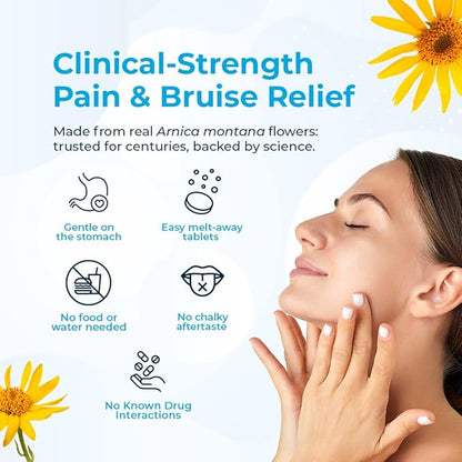 VitaMedica Arnica Montana 30X Homeopathic Tablets for Bruising Pain and Swelling | Plant Based Formula | Recommended by Plastic Surgeons | Natural Recovery Surgery Or Injury | 3 Pack | 150 Servings
