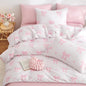 Bow Bedding Duvet Cover Queen 3Pcs Pink Heart Bedding Set for Girls Kids,Cute Princess Style Bowknot Love Heart Design,Ultra Soft Comforter Cover with 2 Pillowcases(No Comforter)