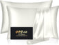 Silk Pillowcase 2 Pack, Mulberry Silk Pillow Cases Queen Size Set of 2, Anti Acne Silk Pillowcase for Hair and Skin, Natural Silk Satin Pillowcases Gifts for Women Men 2 Pack with Zipper, Ivory