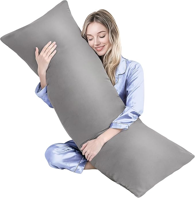MAGIC ELEPHANT Body Pillow, Memory Foam Body Pillow for Adults, Long Pillow for Bed and Sleeping, Full Long Bed Pillow Insert with Cover (Grey, 20x54 Inch)