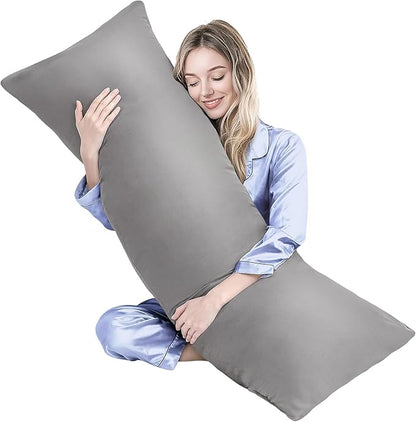MAGIC ELEPHANT Body Pillow, Memory Foam Body Pillow for Adults, Long Pillow for Bed and Sleeping, Full Long Bed Pillow Insert with Cover (Grey, 20x54 Inch)