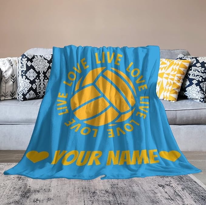 Personalized Volleyball Gifts, Volleyball Blanket for Teen Girls Team Player Party Decorations, Custom Sport Throw Gift Ideal for Women Adults, 40"x50"