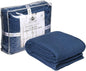 HILLFAIR 100% Combed Cotton Blanket– Queen Size Bed Blanket– Warm Soft All Season Breathable Lightweight Summer Blankets– Waffle Weave Home Decor Bed Blanket- Navy Queen Bed Cotton Blankets/Bedcover