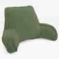 Super Soft Velvety Backrest Reading Bed Rest Pillow with Arms and Pockets 18" H for Sitting in Bed Couch Sofa, Back Support Wedge Cushion with Removable Cover, 20" x 18" x17", Avocado