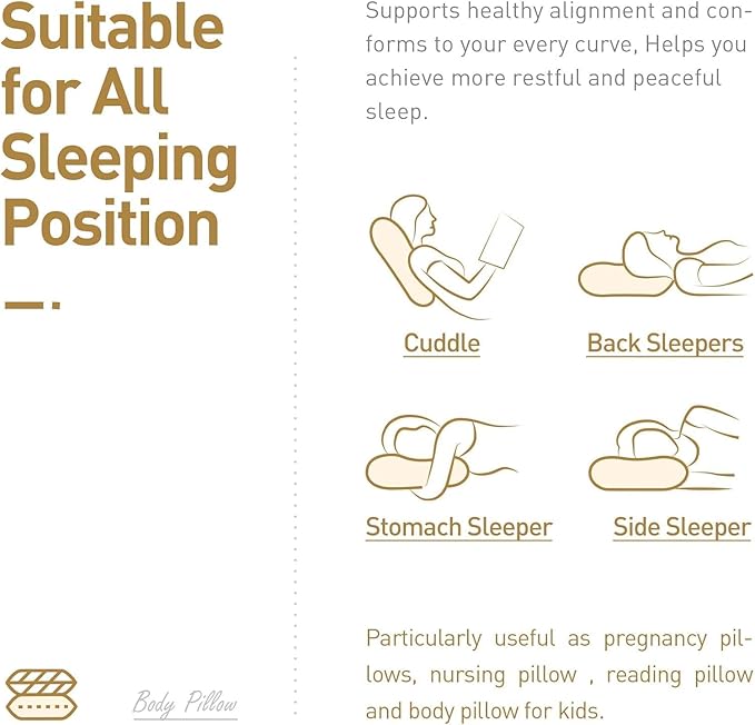 Long Body Pillow Insert - Extra Soft & Breathable Full Length Pillow for Side Sleepers & Pregnancy Support 24x71inch