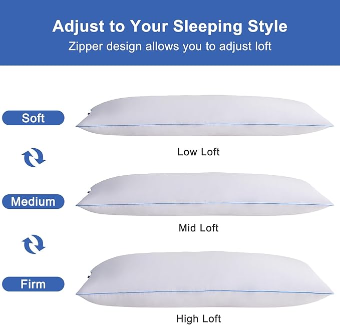 YZ HOME Memory Foam Body Pillow Insert - Full Body Pillow for Adults - Soft Large Long Bed Pillow for Side Sleeper (White, 20 Inchx54 Inch)