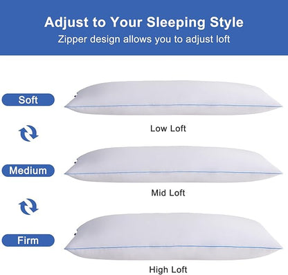 YZ HOME Memory Foam Body Pillow Insert - Full Body Pillow for Adults - Soft Large Long Bed Pillow for Side Sleeper (White, 20 Inchx54 Inch)