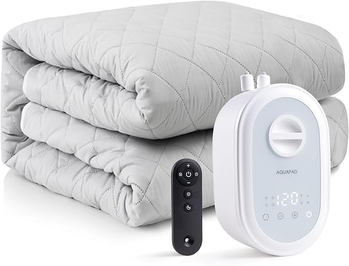 AquaPad CozyFlow Mini Water Heated Mattress Pad, 3 YR AquaCare, UL499 Tested, No Electric Wire, All Digital, AirQuiet 2.0 Technology, Smart, Smooth, Hydro Heat (Queen)