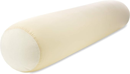 Straight Body Pillow, Full Size Premium Microbead,Side Sleeping/Maternity Pregnant Women, Supportive,Fluffy, Breathable, Cooling, 85/15 Spandex/Nylon Silky Anti-Aging - 48 X 8 - Off White Creme