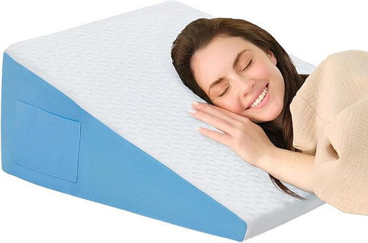 Wedge Pillow for Sleeping, 12" Bed Wedge After Surgery, Back Pain Relief, Memory Foam Pillow Triangle Incline Wedge for Back Support, Leg Elevation