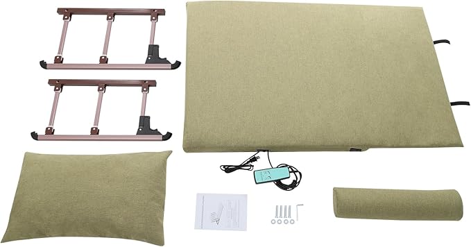 Electric Lifting Backrest for Bed, 2-80° Adjustable Lifting Bed Backrest with Pillow, Short Mat, Leg Pad, Electric Lifting Backrests for Pregnant Women Elderly-Green