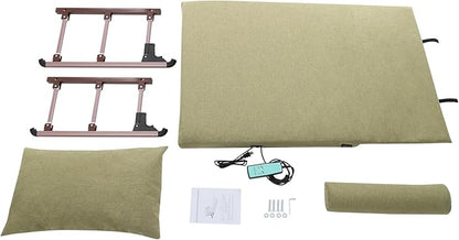 Electric Lifting Backrest for Bed, 2-80° Adjustable Lifting Bed Backrest with Pillow, Short Mat, Leg Pad, Electric Lifting Backrests for Pregnant Women Elderly-Green