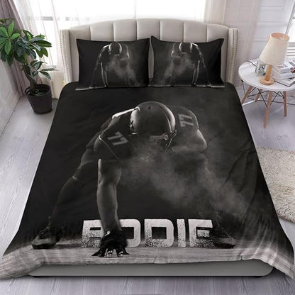 Personalized American Football Bedding Set, Kids 3 Piece Duvet Cover Set with Pillow Shams for Teens Boys, NO Comforter, Twin Size for Rugby Lovers (Football 18)