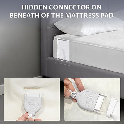 King Size Electric Heated Mattress Pad - Multi Zone Bed Warmer with Memory & Preheat Functions, 10 Heat Settings Dual Control for 1-12 Hours Auto Off, Lighted Button